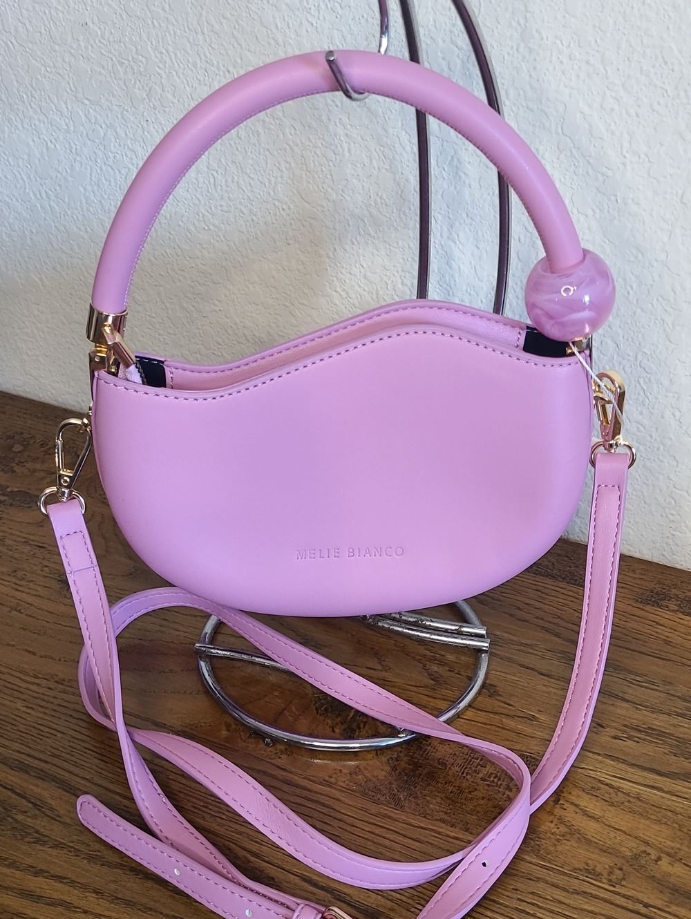 Melie Biianco Lilac Dome Handle Crossbody Bag